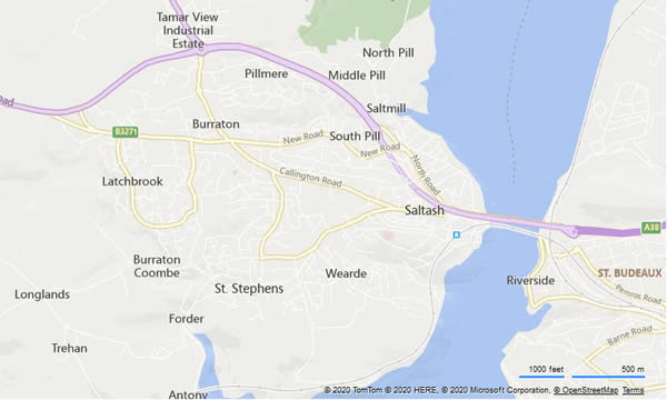 Saltash Location Map